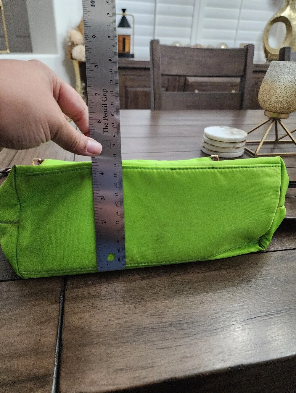 Dooney & Bourke Lime Green Nylon Tote W Leather Zipper Pulls